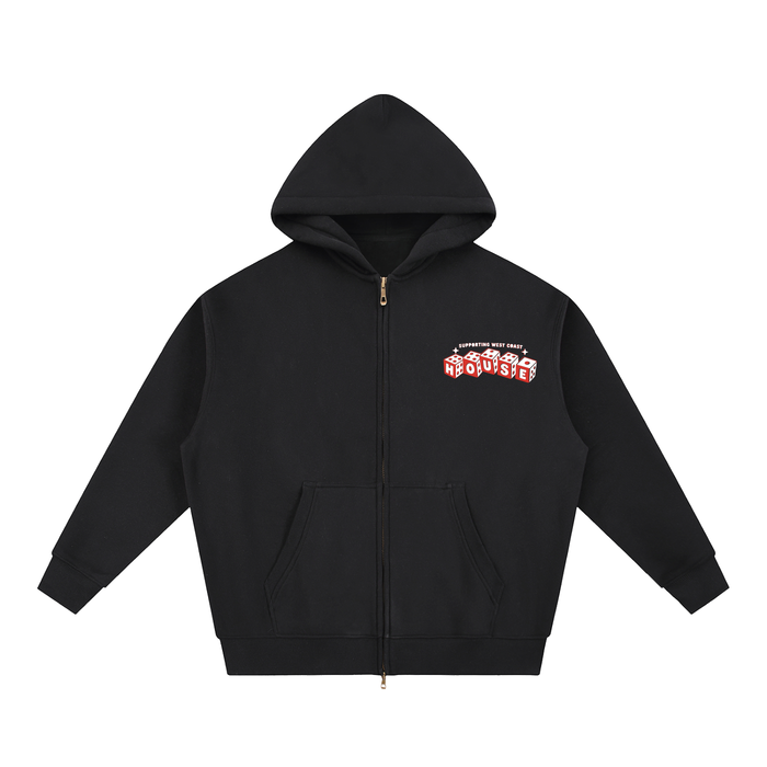 WCR HOUSE Oversized Fleece Boxy Zip-Up Hoodie