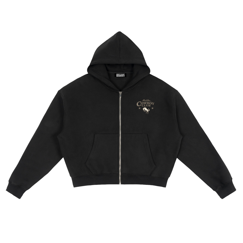 "MALIBU COWBOY CLUB" Zip-Up Hoodie