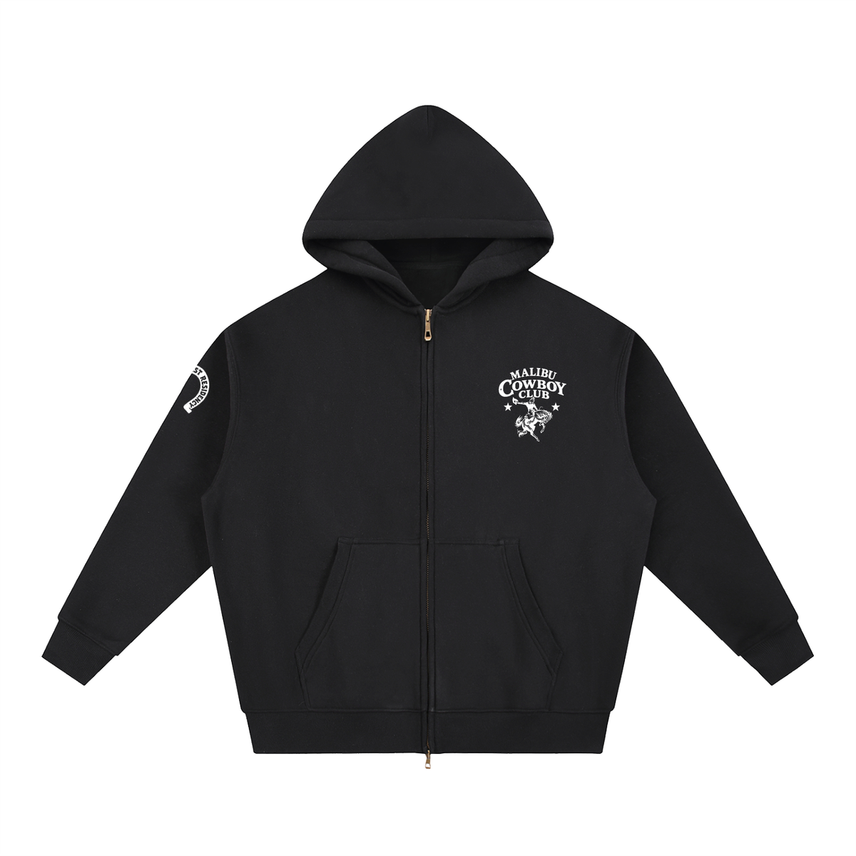 MALIBU COWBOY CLUB Oversized Boxy Zip-Up Hoodie