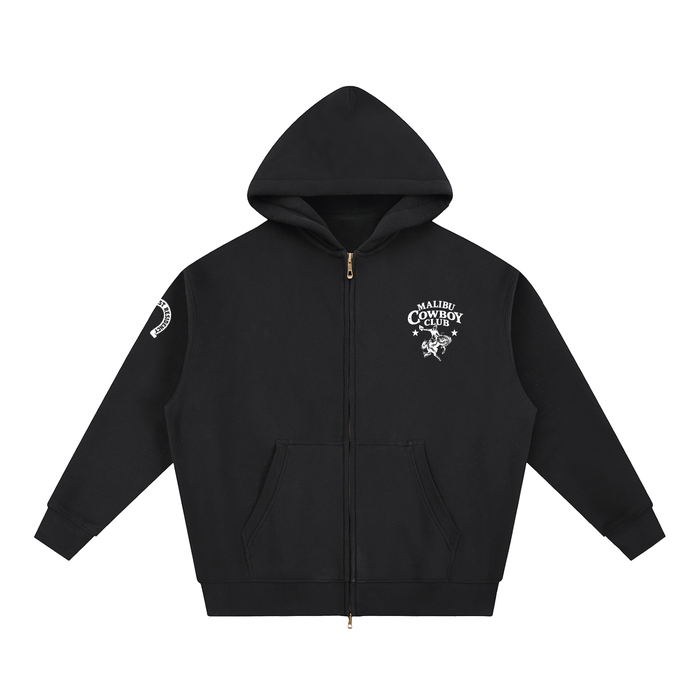 MALIBU COWBOY CLUB Oversized Boxy Zip-Up Hoodie