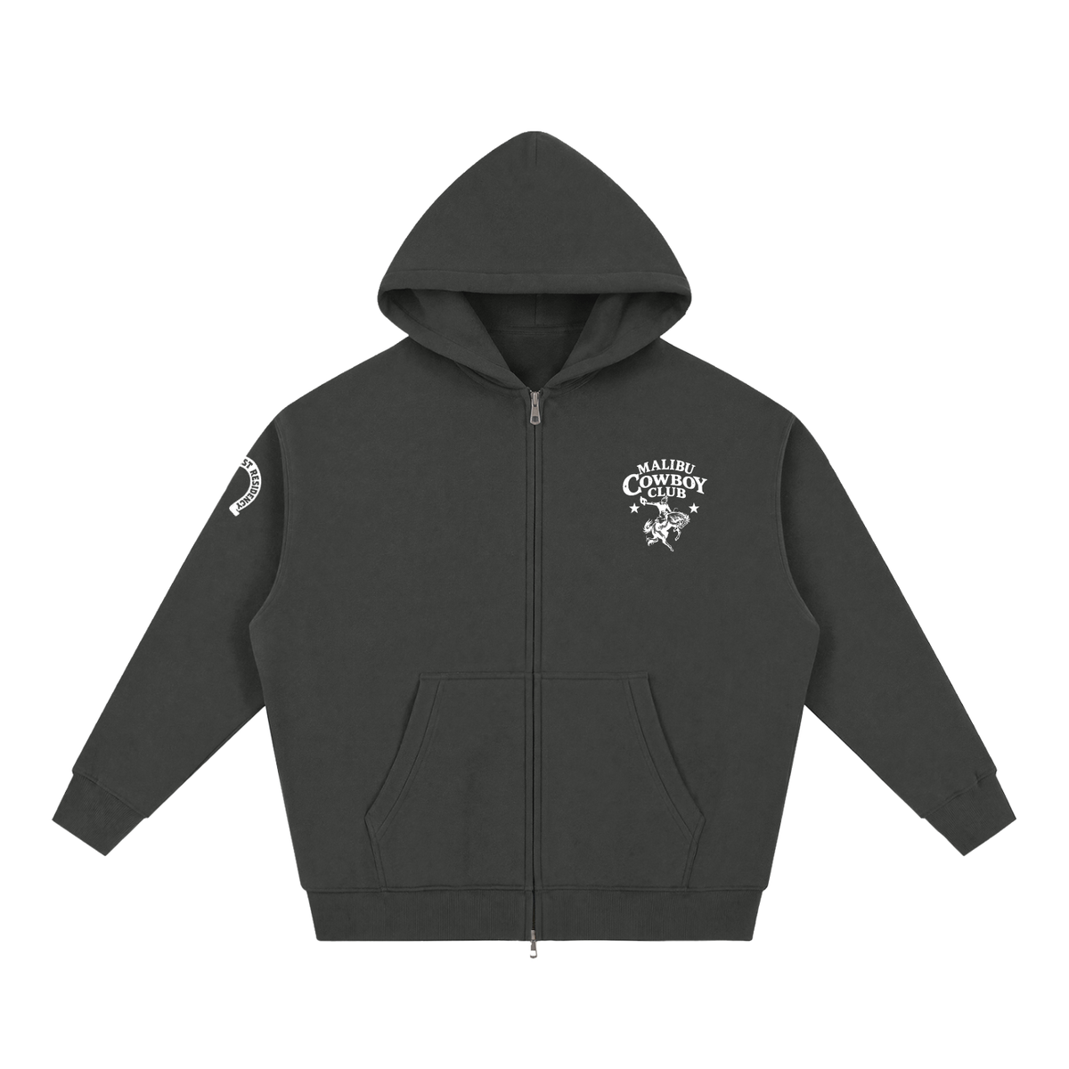 MALIBU COWBOY CLUB Oversized Boxy Zip-Up Hoodie
