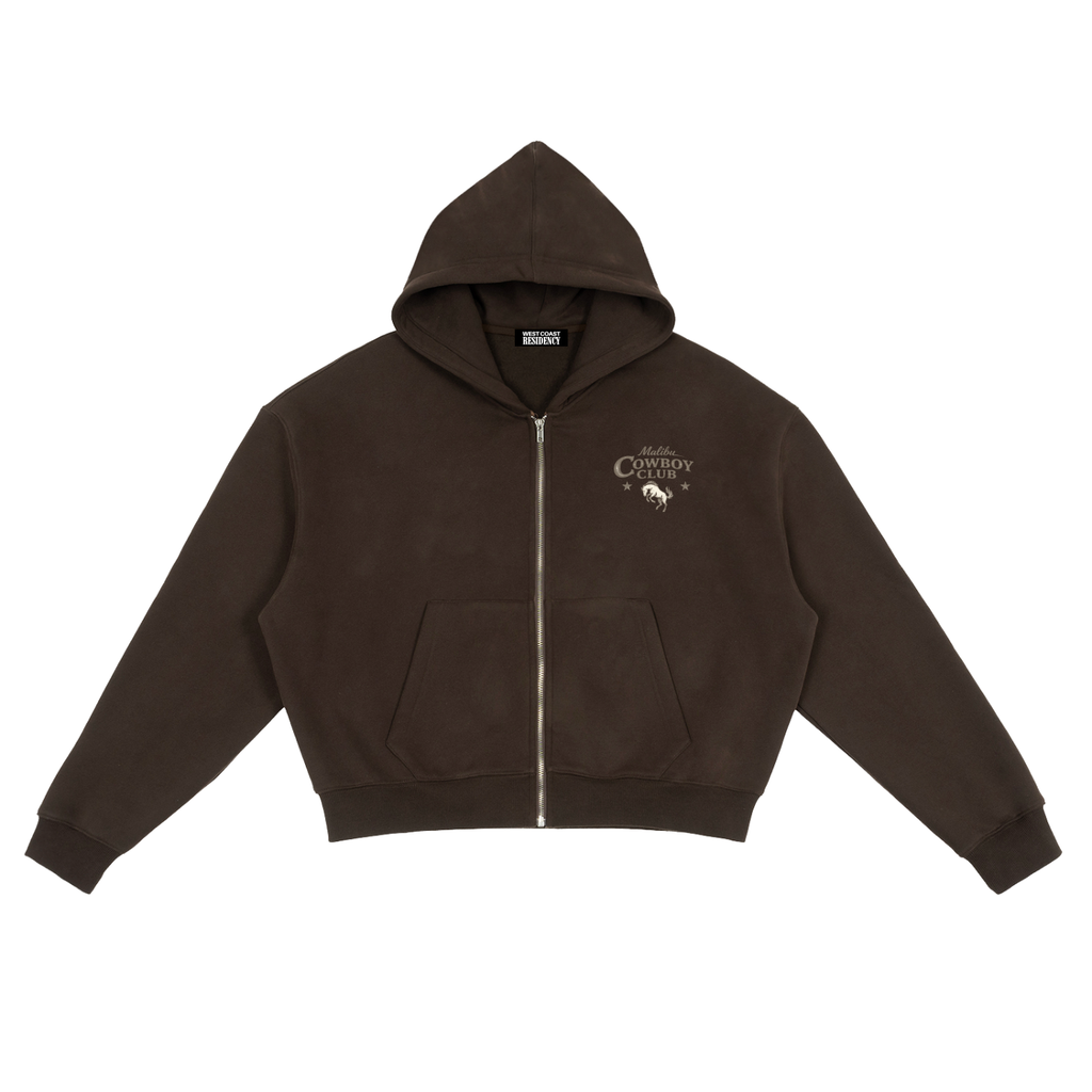 "MALIBU COWBOY CLUB" Zip-Up Hoodie