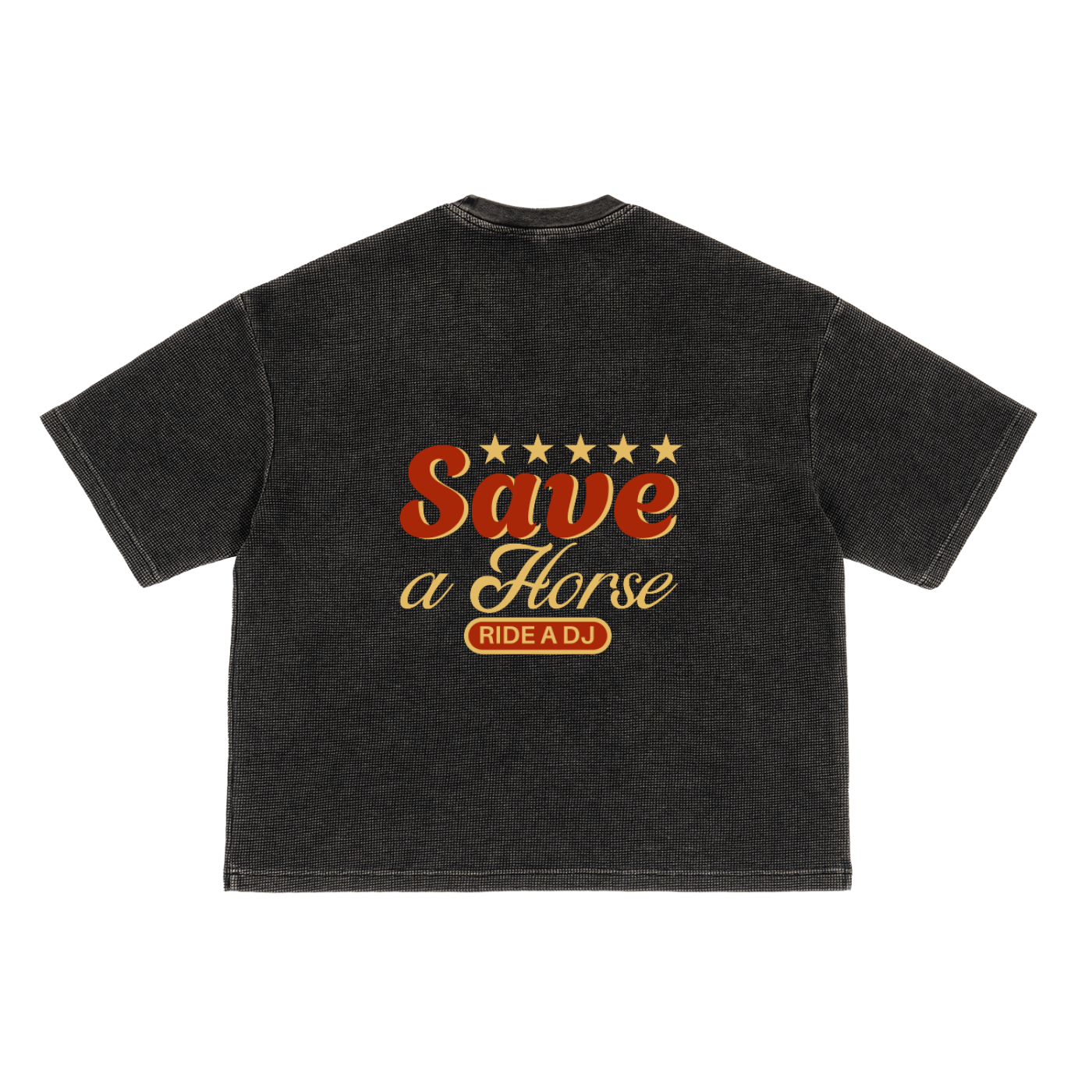 "SAVE A HORSE, RIDE A DJ" Waffle T-Shirt