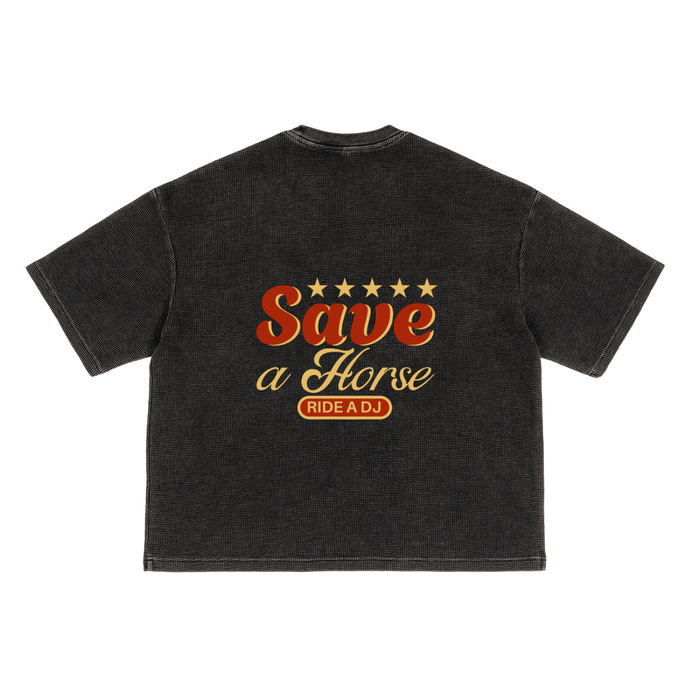 "SAVE A HORSE, RIDE A DJ" Waffle T-Shirt